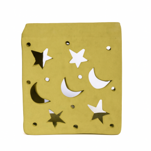Aplique pared estrellas y lunas amarillo mate