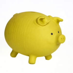 Hucha cerdito amarillo mate