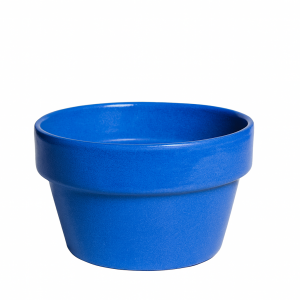 Maceta chata azul selenio brillo