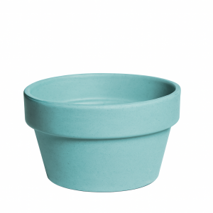 Maceta chata azul verdoso mate