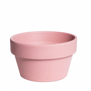 Maceta chata rosa pastel mate
