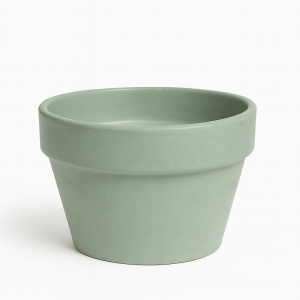 Maceta chata verde agua mate