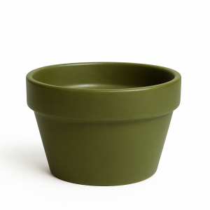 Maceta chata verde oliva mate