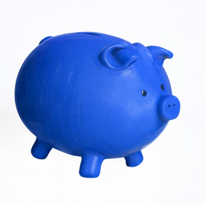 Hucha cerdito azul selenio brillo