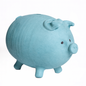 Hucha cerdito azul verdoso mate