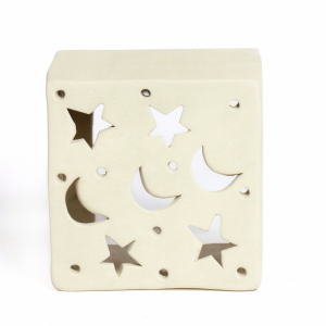 Aplique pared estrellas y lunas blanco hueso mate