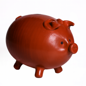 Hucha cerdito marrón rojizo mate