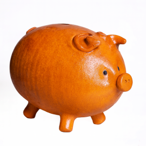Hucha cerdito naranja selenio brillo