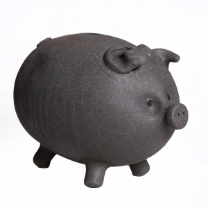 Hucha cerdito negro antracita mate