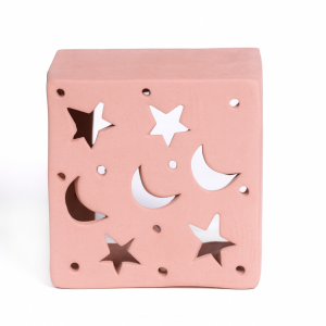 Aplique pared estrellas y lunas rosa pastel mate