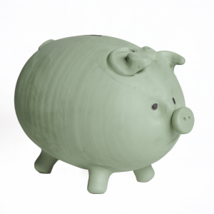 Hucha cerdito verde agua mate