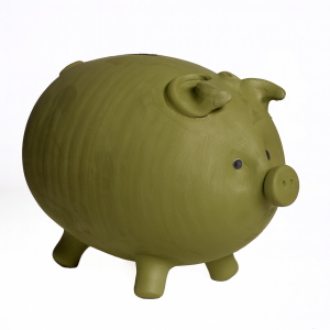 Hucha cerdito verde oliva mate