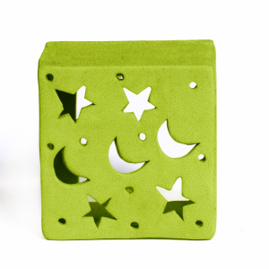 Aplique pared estrellas y lunas verde selenio brillo