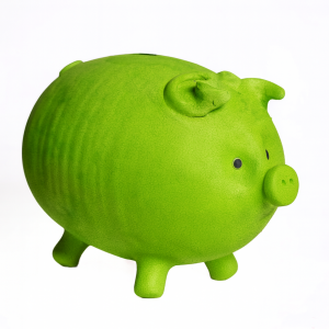 Hucha cerdito verde selenio brillo